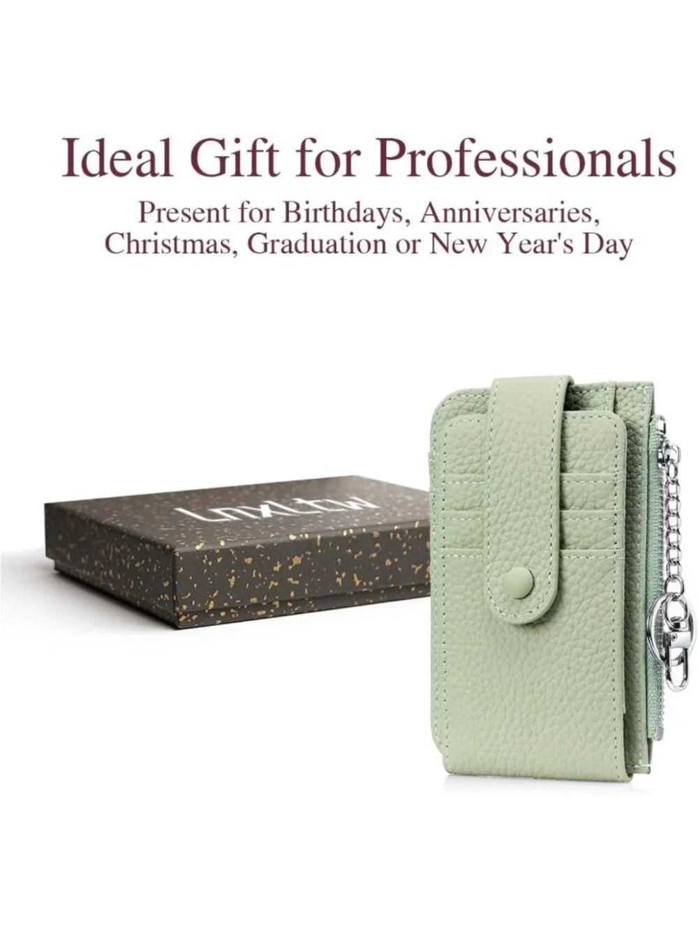 Compact Mini Leather Wallet for Women - 6 Card Slots, ID Window & Zipper Pocket